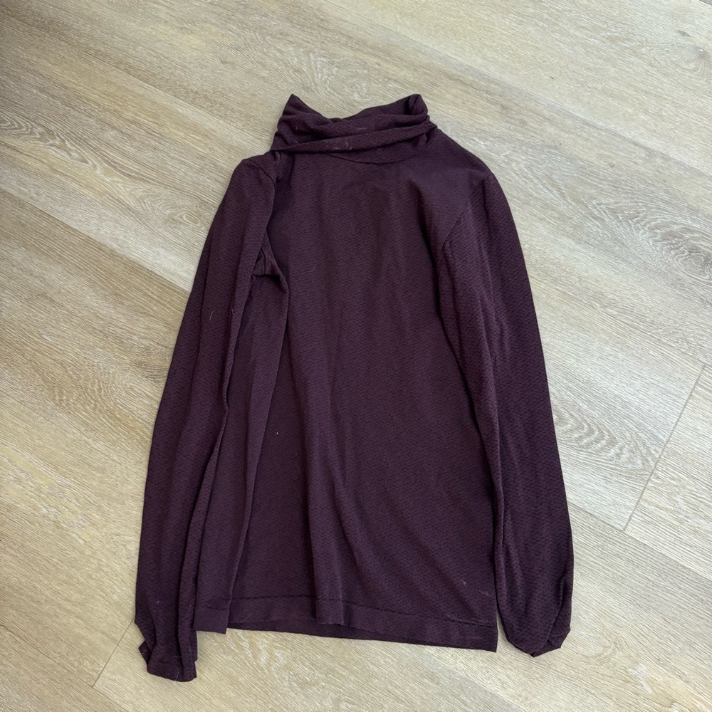 Athleta Maroon Patterned Turtleneck - image 1